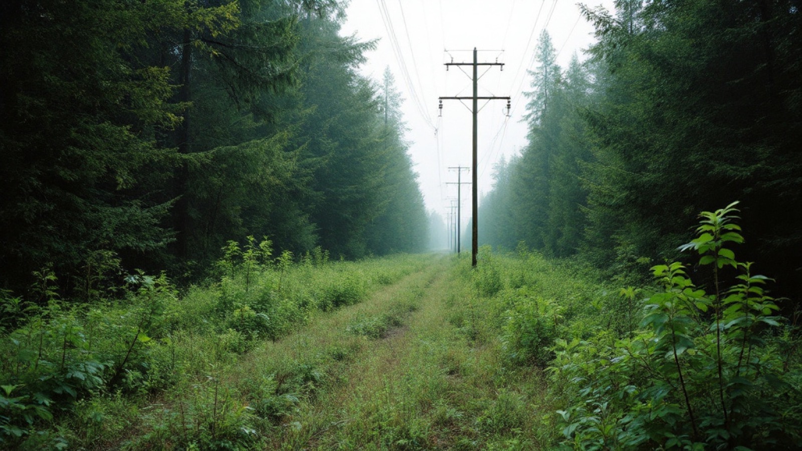 Brush and alder encroaching into a transmission right-of-way